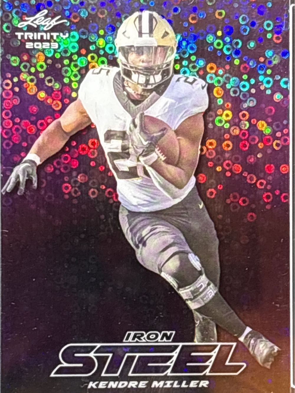 Leaf Trinity Iron Steel Kendre Miller Rookie Football Card - Rainbow Holo LE 1/8